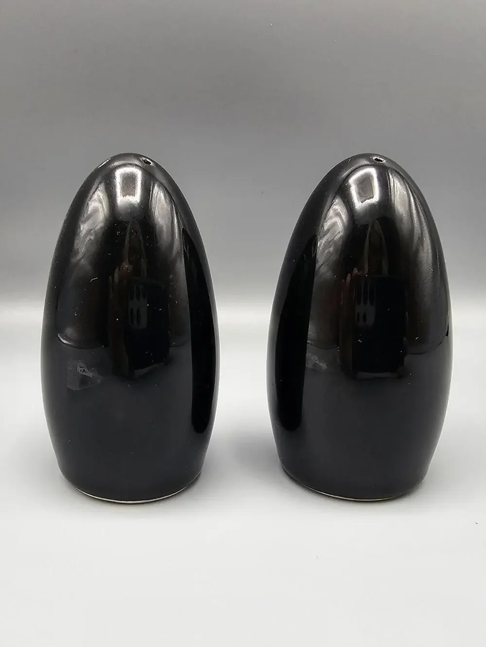 Vintage Black Ceramic Salt and Pepper Shakers